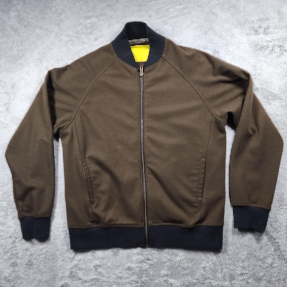 Descendant Of Thieves Jacket Mens Medium Brown Bomber Full Zip Knit Casual